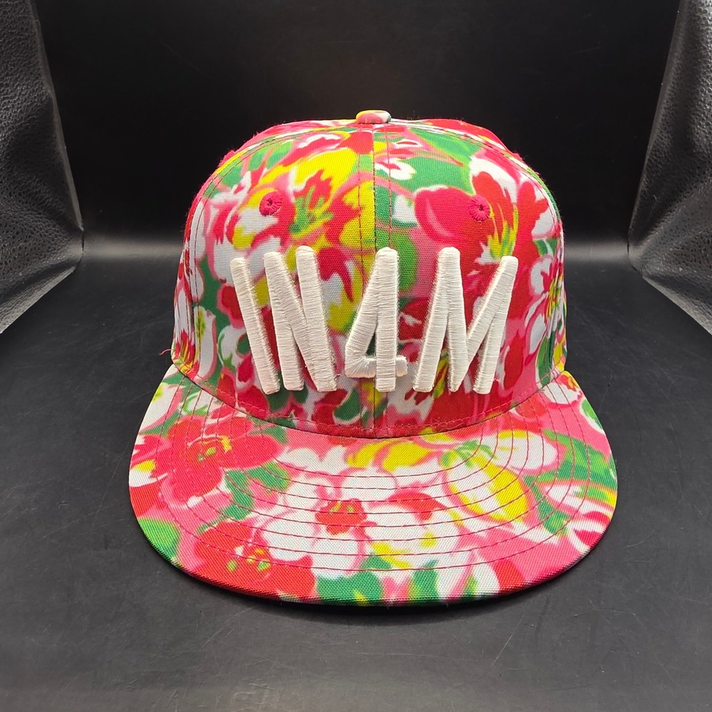 In4mation Snapback‎ Hat Mens Pink Floral Print IN4M Logo Aloha Flat Brim